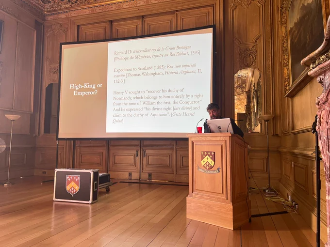 David Green presenting on real and imagined communities in the Plantagenet Empire.