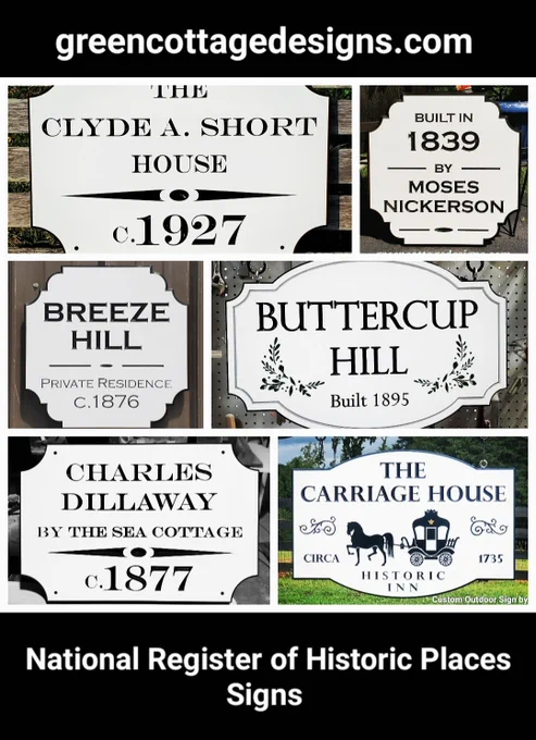 Historic House Signs by greencottagedesigns.com

Waterproof PVC Outdoor Custom Signs
Hanging & Mounting Styles
Computer preview provided for your approval!

Proudly creating custom signs in the USA!

Shop online at our Etsy store green cottage design for more details and information!