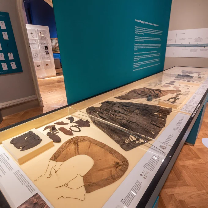 Textiles on display in the exhibition.