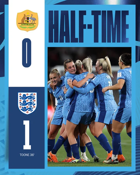Half-time: Australia 0-1 England
