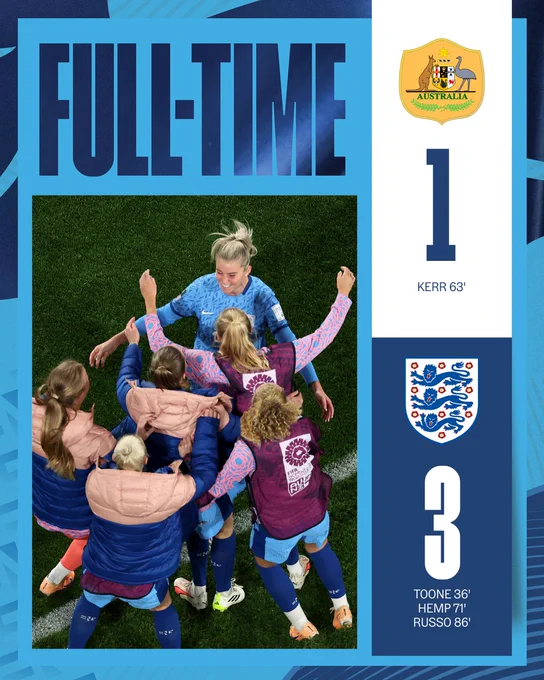 Full-time: Australia 1-3 England