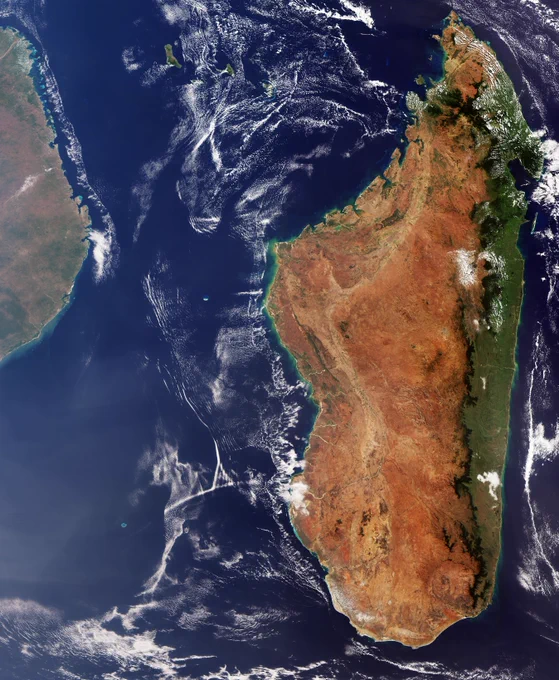 Copernicus Sentinel-3 satellite image of Madagascar. 