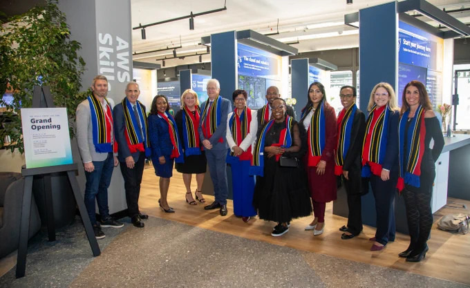 AWS and government officials at the grand opening of the new AWS Skills Center in Cape Town, South Africa. 