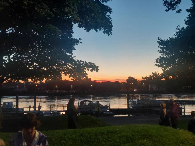 The final moments of sunset on the shannon looking out from the back of the Hunt Museum 