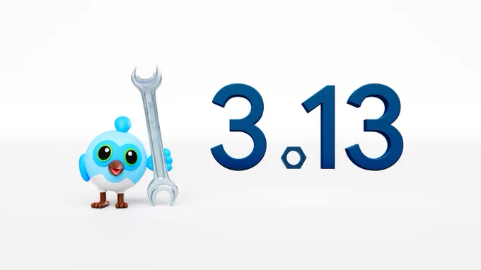 Flutter's Dash is holding a wrench next to the numbers 3.13
