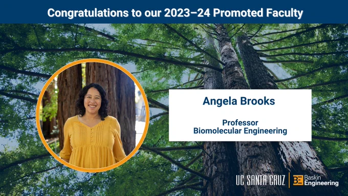 Angela Brooks, promoted to full professor of biomolecular engineering