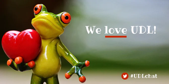 Ceramic frog holding a large heart. We love UDL! #UDLchat