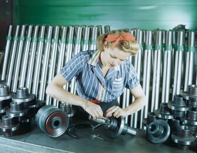 Mission Manufacturing Co., August 1944, by Robert Yarnall Richie.
DeGolyer Library, Southern Methodist University, no known copyright restrictions.
https://digitalcollections.smu.edu/digital/collection/ryr/id/463/rec/106