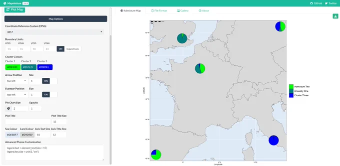 An example screenshot of Mapmixture version 1.0.3.