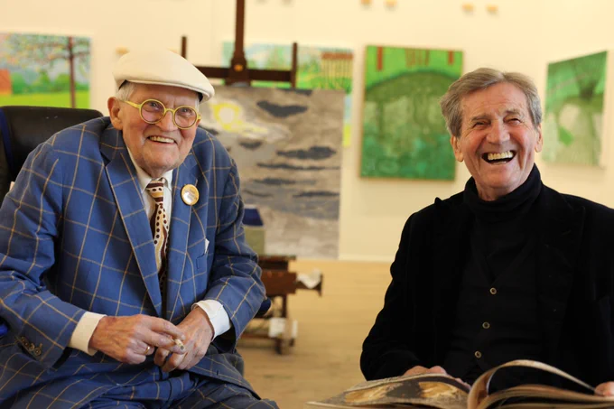 David Hockney being interviewed by Melvyn Bragg for Sky Arts