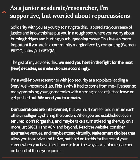 F.A.Q. at linked website, on "As a junior academic/researcher, I'm supportive, but worried about repercussions" Text is on the website on strategies for supporting invisibly.