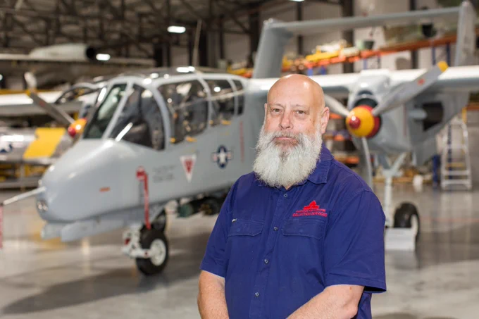 Kim Wood, a licensed aircraft maintenance engineer, led the restoration at the Mitchell storage facility.