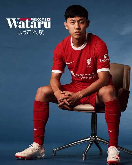 Wataru Endo sat in a chair at his signing shoot after the Reds agreed a deal to sign the Japan captain from Vfb Stuttgart on a long-term contract, subject to international clearance and work permit application. 