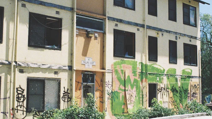 A still from THINGS WILL BE DIFFERENT of the Walker Street housing estate.