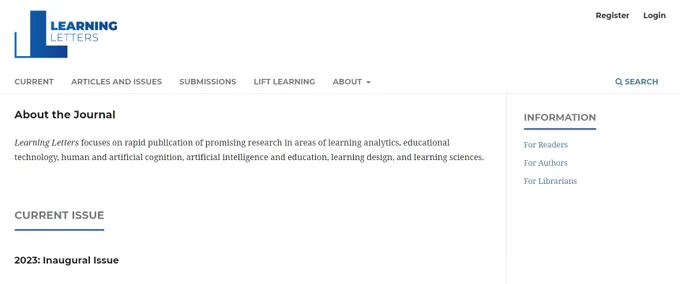 New academic journal, Learning Letters. www.learningletters.org