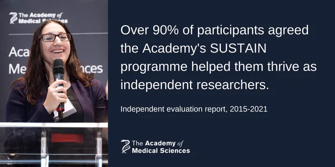 A photo of a SUSTAIN participant on the left, with a statistic from our independent evaluation of the programme on the right. 