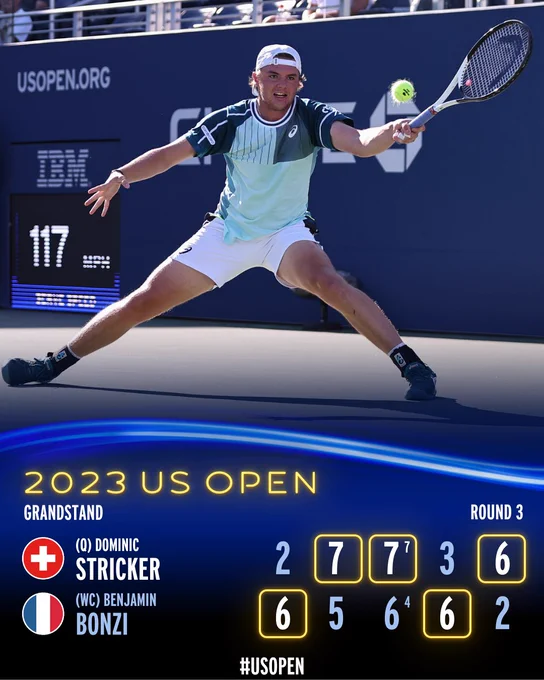 Stricker def Bonzi 2-6, 7-5, 7-6, 3-6, 6-2