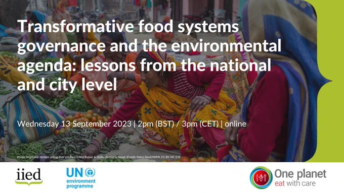 Transformative food systems governance and the environmental agenda: lessons from the national and city level.