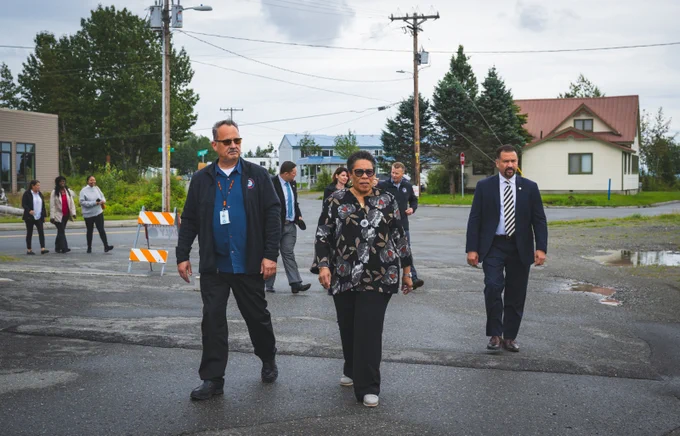 Secretary Marcia L. Fudge walking through Kenai, Alaska.