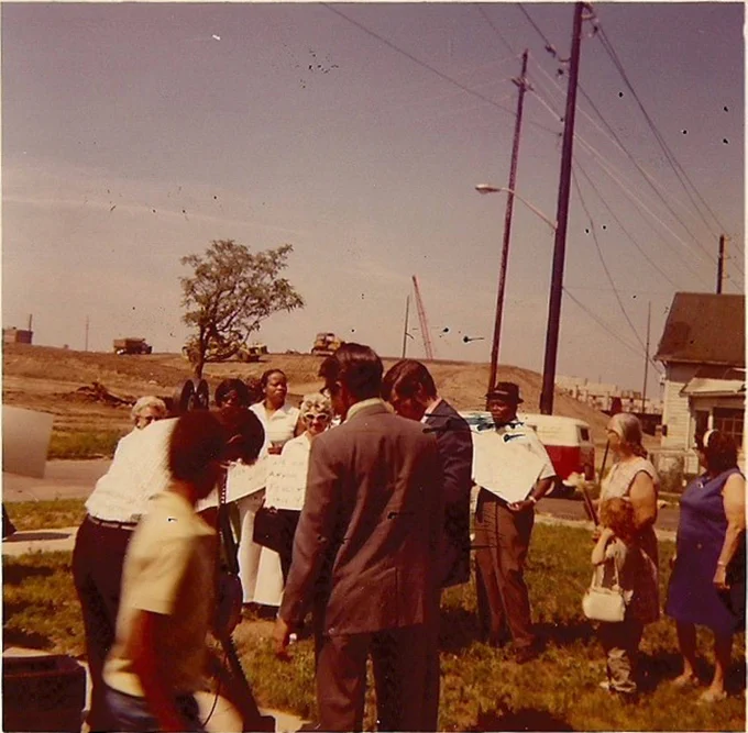 Undated photo of a protest in the Babe Denny neighborhood on the near Southside of Indianapolis.
