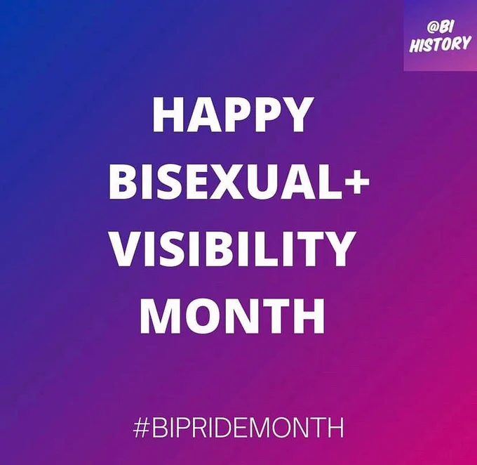 A graphic reading happy bi  visibility month 
