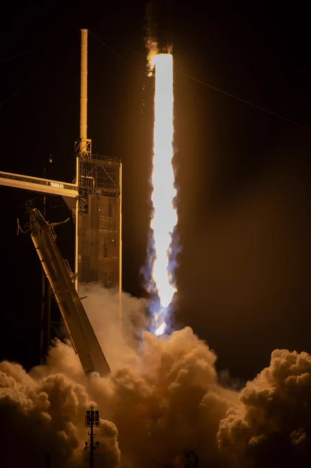 Image showing the fire and smoke from the rocket which launch ESA Astronaut Andreas Mogensen to space.