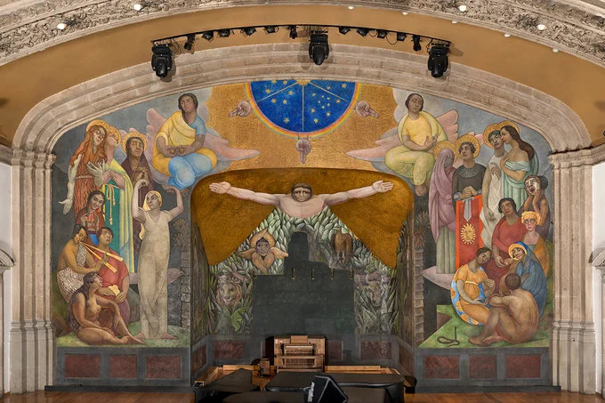 “La Creación (The Creation).” Diego Rivera, 1922-23; Amphitheater of the National Preparatory School, former College of San Ildefonso, UNAM. Photograph: Ricardo Alvarado Tapia, 2017. AFMT, IIA, UNAM.

Courtesy Universidad Nacional Autónoma de México