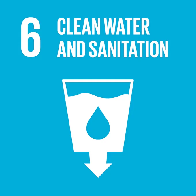 SDG 6 graphic with text Clean water and Sanitation.
