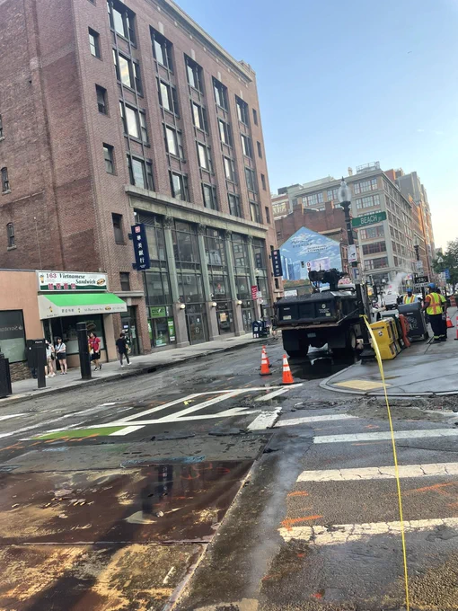 Blocked off area of beach st after water main break