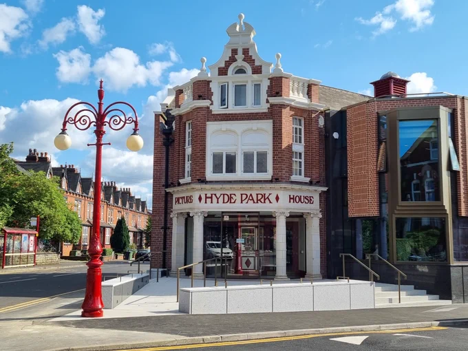 The exterior of Hyde Park Picture House, recently reopened following a £4m restoration. Credit: Ollie Jenkins.