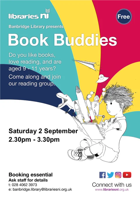 children's book club ages 9-11. Tel 028 4062 3973