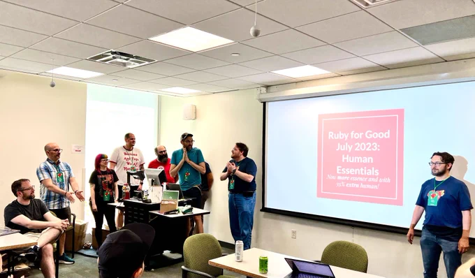 Human Essentials team presenting at the 2023 Ruby for Good event!