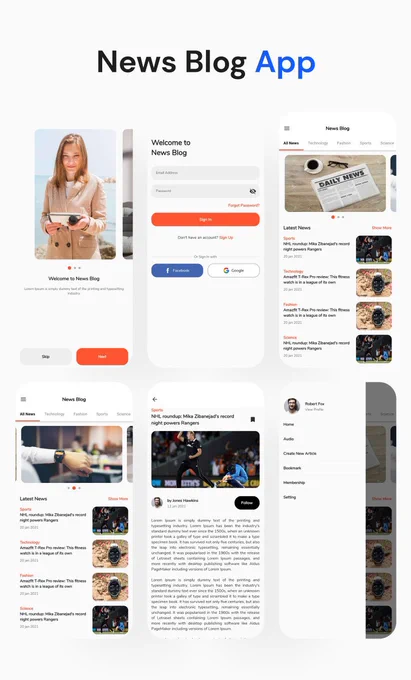 Modern blogging site with featured article and list of recent posts.