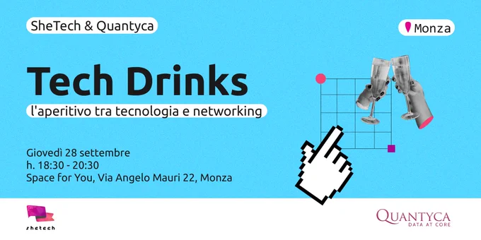 🎙️ I nostri data engineer Luca, Andrea e Marta racconteranno tutte le sfaccettature della loro professione durante l'evento "Tech Drinks: l'aperitivo tra tecnologia e networking" organizzato da @Shetech.
Ci vediamo giovedì 28 settembre dalle 18:30 alle 20:30 negli spazi @Space for You a Monza, in Via Angelo Mauri 22.