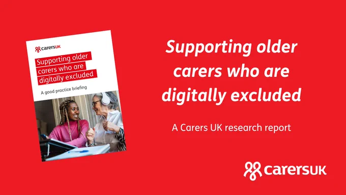 Front cover of report. Text reads supporting older carers who are digitally excluded