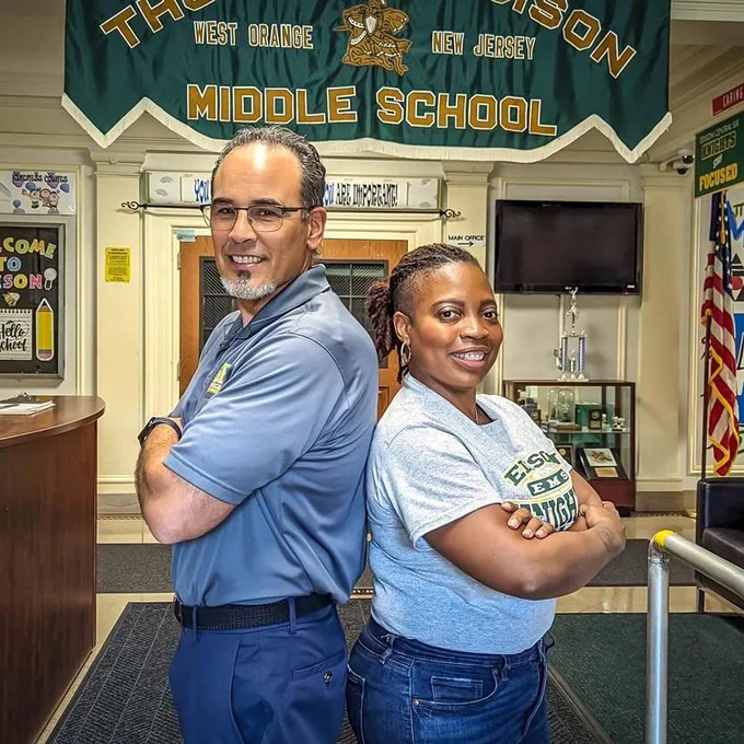 Edison Middle School Principal Steve Melendez and Assistant Principal Dr. Keri Orange-Jones in West Orange, NJ ready for the school year