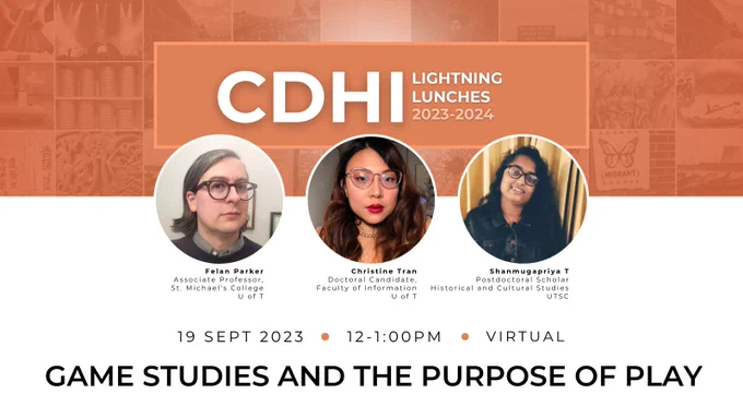 Event graphic includes photos of Felan Parker, Christine Tran, and Shanmugapriya T