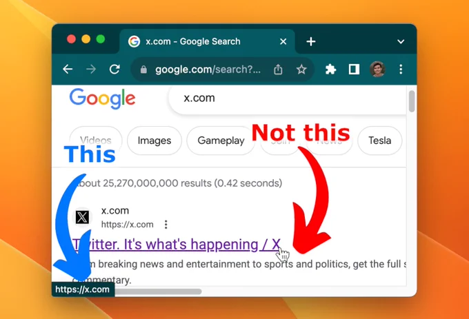 The url shown in the bottom left of the browser window when you hover over a link