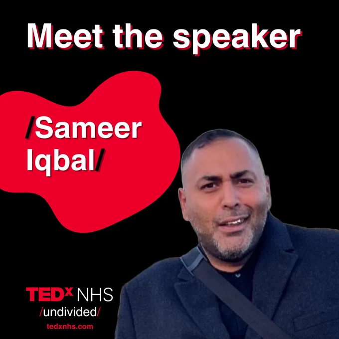 'Meet the speaker' asset with Sameer Iqbal headshot and name. 