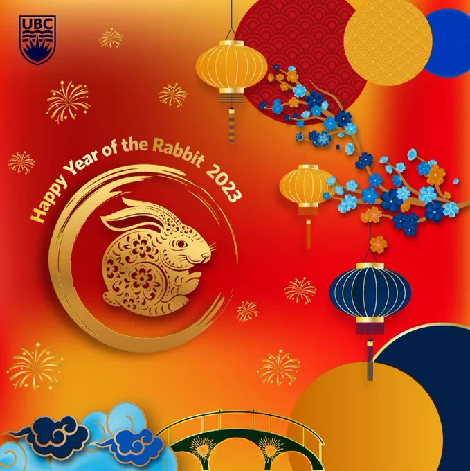 UBC's Lunar New Year event invitation design, which reads "Happy Year of the Rabbit 2023."
