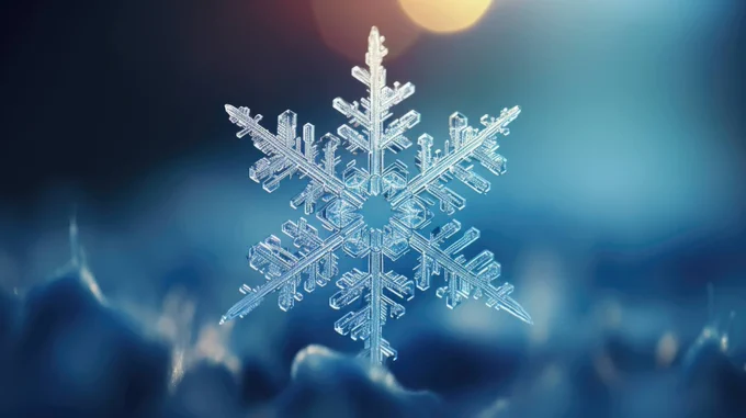 Captivating sight, Snowflake pattern, a crystalline spectacle. Nature photography, Snowflake pattern background, macro shot, backlighting, minimalist ice, geometric magic, fractal beauty, winter whisper, frozen fractals, cool symmetry, natural background. --ar 16:9