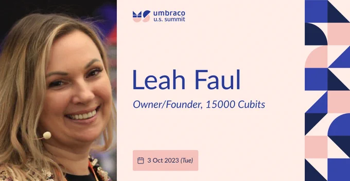 Picture of Leah Faul. Caption: “Leah Faul. Owner/Founder, 15000 Cubits”