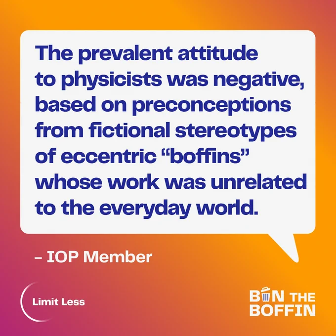 Image with a quote from an IOP member about the use of the word 'boffin'. 