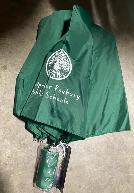 Green umbrella with MRPS District logo.