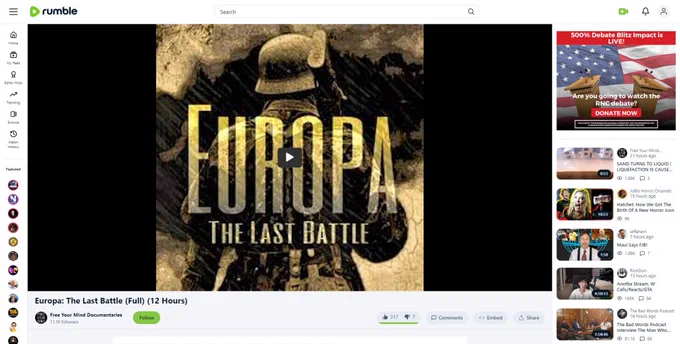 An RNC ad on the pro-Hitler film Europa: The Last Battle. 