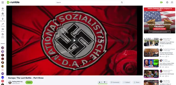 An RNC ad on the pro-Hitler video Europa: The Last Battle. 