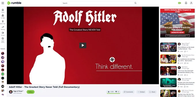 An RNC ad on the pro-Hitler film Adolf Hitler: The Greatest Story Never Told. 