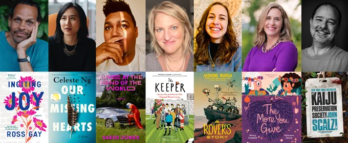 The Winners of the 2023 Ohioana Book Awards:

Nonfiction: Ross Gay, Inciting Joy 

Fiction: Celeste Ng, Our Missing Hearts 

Poetry: Saeed Jones, Alive at the End of the World 

About Ohio or an Ohioan: Kelcey Ervick, The Keeper: Soccer, Me, and the Law That Changed Women’s Lives 

Middle Grade/Young Adult: Jasmine Warga, A Rover's Story 

Juvenile: Marcy Campbell, The More You Give 

Readers’ Choice: John Scalzi, The Kaiju Preservation Sociey