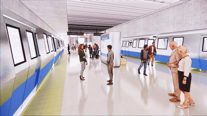 A design rendering of the proposed Blue Line stop at Charles/MGH as part of the Red-Blue Connector.