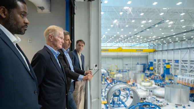 NASA Administrator Bill Nelson tours Blue Origin. 